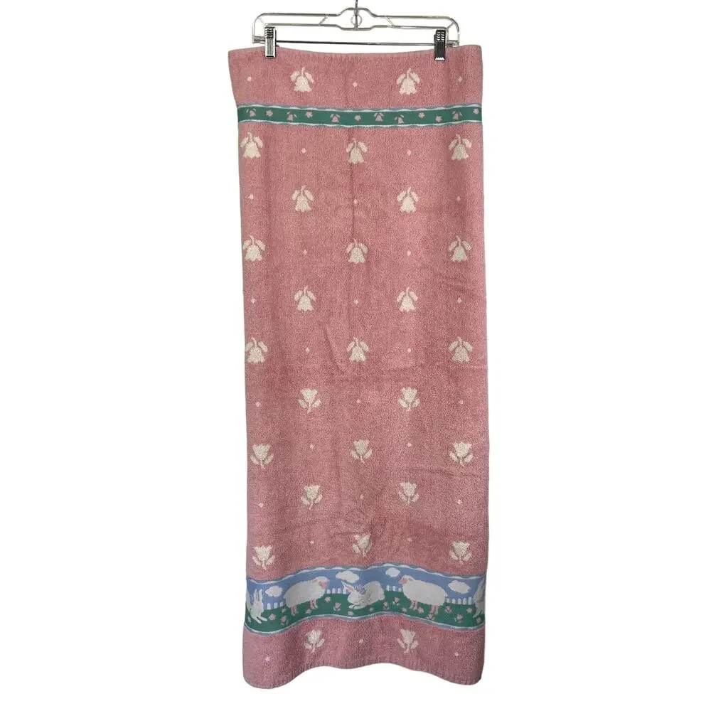 Vintage Towel Set Cottagecore Utica Cotton Sheep Rabbit Pink Fairy Kei